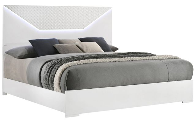 Coaster® Ives White High Gloss Eastern King Panel Bed-0