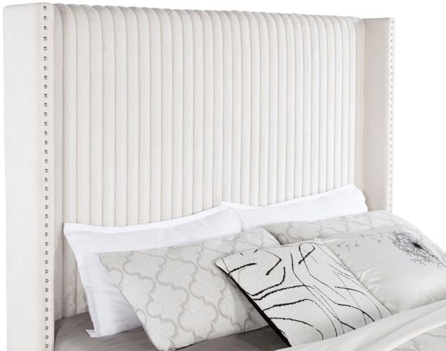 Coaster® Natasha Cream Queen Upholstered Panel Bed-3