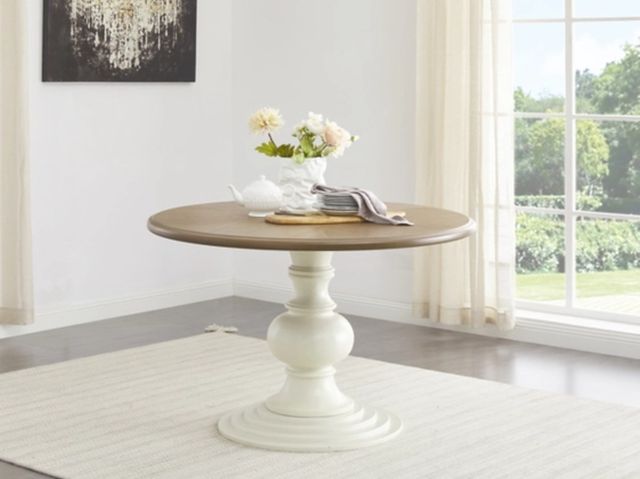 Signature Design by Ashley® Shatayne Taupe Dining Table with Antique White Pedestal -1