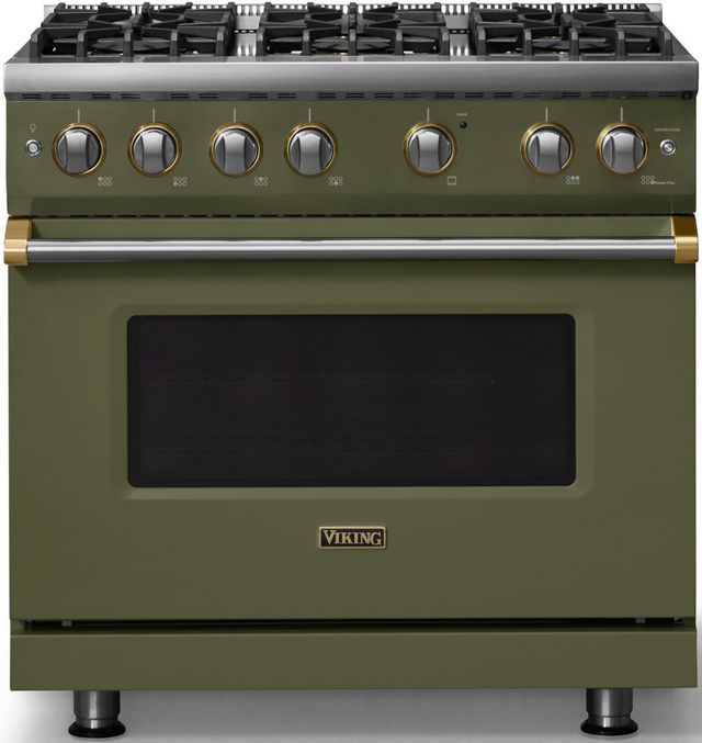 Viking® 5 Series 36" Martini Pro Style Gas (NG) Range with Brushed Brass Trim-0