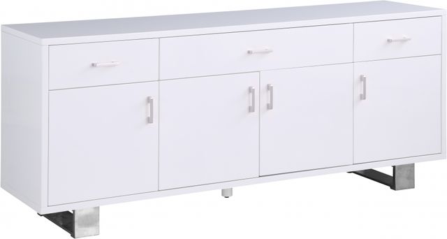 Meridian Furniture Excel White/Chrome Sideboard and Buffet-0