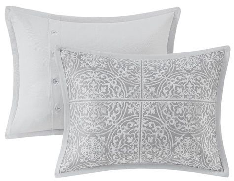 Olliix by Madison Park Signature Windham Grey Queen Jacquard Comforter Set-3