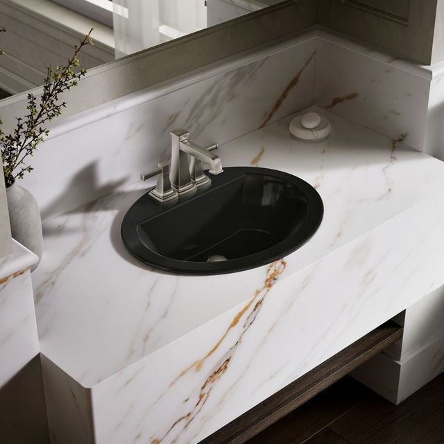 Kohler Bryant® Black 20.25" Centerset Oval Drop-In Bathroom Sink-2