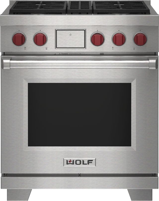 Wolf® 30" Stainless Steel Pro Style Dual Fuel Range-0