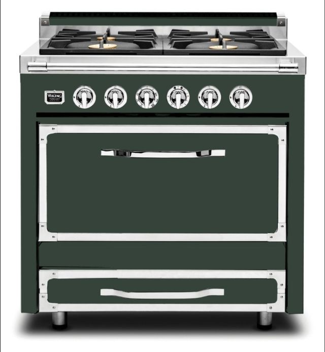 Viking® Tuscany 36" Blackforest Green Dual Fuel Natural Gas Pro-Style Range-0
