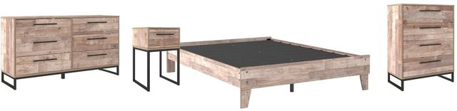 Signature Design by Ashley® Neilsville 4-Piece Whitewash Queen Platform Bed Set-0