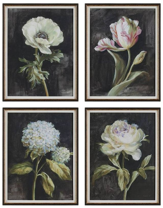 Uttermost® Danhui Nai 4-Piece Florals on Black Framed Prints Set-0