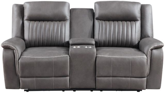 New Classic® Home Furnishings Enzo Gray Dual Manual Reclining Loveseat-2