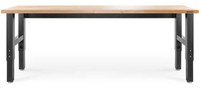 Gladiator® Hammered Granite 8' Adjustable Height Hardwood Workbench with Black Metal Legs-1