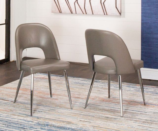 Cramco Mars Chrome/Mushroom Dining Side Chair-1