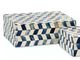 A & B Home 2-Piece Marine Blue/White Bone Box Set-1