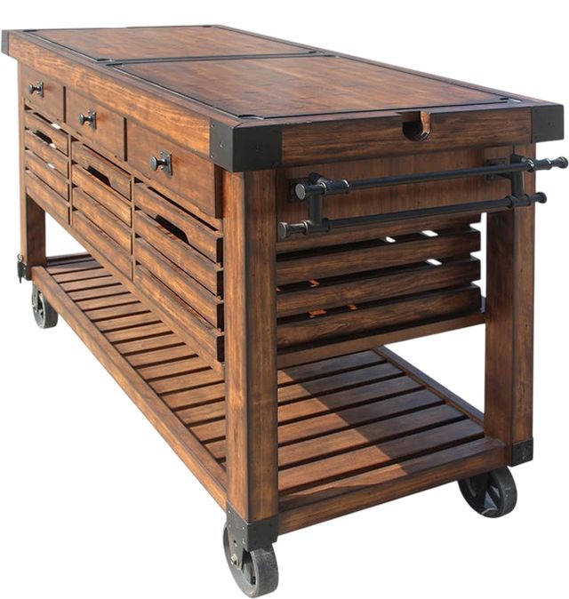 ACME Furniture Kaif Distressed Chestnut Kitchen Cart-4