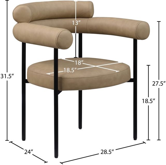 Meridian Furniture Blake Tan/Matte Black Leather Dining Arm Chair-2