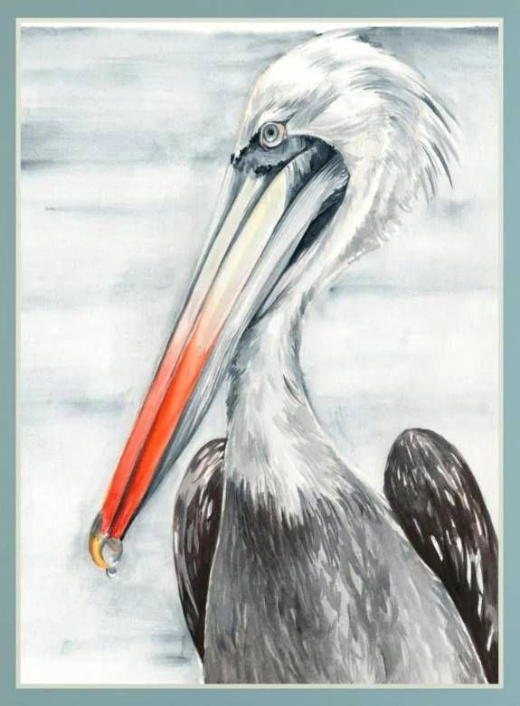 Classy Art Grey Pelican II by Jennifer Paxton Parker Mirrored Frame Wall Art-1