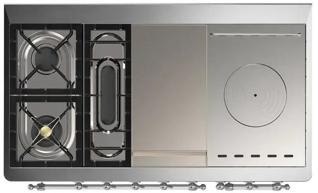 Ilve® Majestic III 48" Custom Pro Style Dual Fuel Liquid Propane Range with French Top and Chrome Trim-2