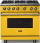 Viking® 5 Series 36" Daffodil Pro Style Gas (NG) Range with Brushed Brass Trim-3