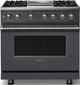 Viking® 5 Series 36" Cast Black Pro Style Dual Fuel (NG) Range with Polished Chrome Trim-0