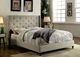 Furniture of America® Anabelle Warm Gray Eastern King Upholstered Panel Bed-1