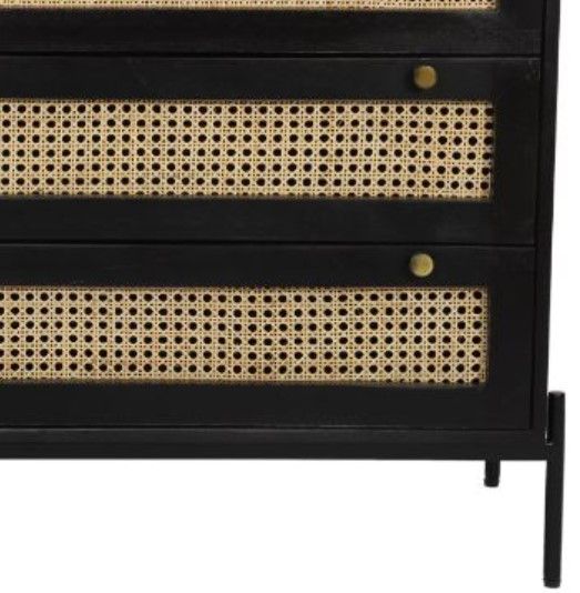 Jaipur Furniture Rattan Black/Brown 3-Drawer Chest-2