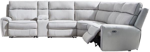 Signature Design by Ashley Social Pointe 6-Piece Ash Pearl Modular Power Reclining Sectional