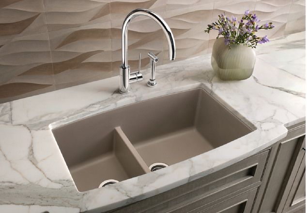 Front view of a Blanco undermount kitchen sink