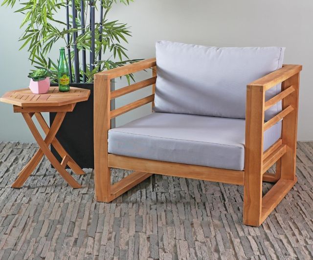 Deco Marche Brown Teak Low Profile Outdoor Chair with Cushion-4