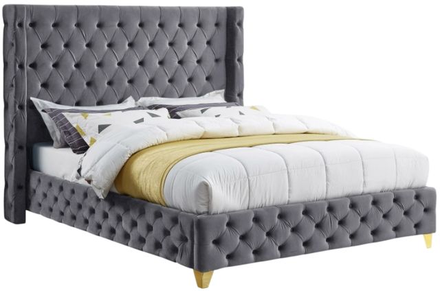 Meridian Furniture Savan Gray Full Upholstered Panel Bed-0