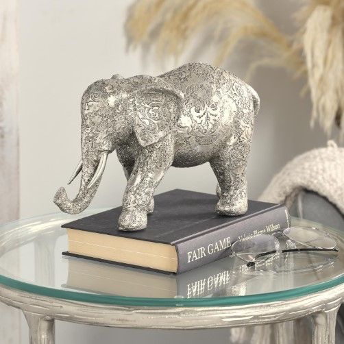 Deco Marche Silver 7" Elephant Sculpture-4
