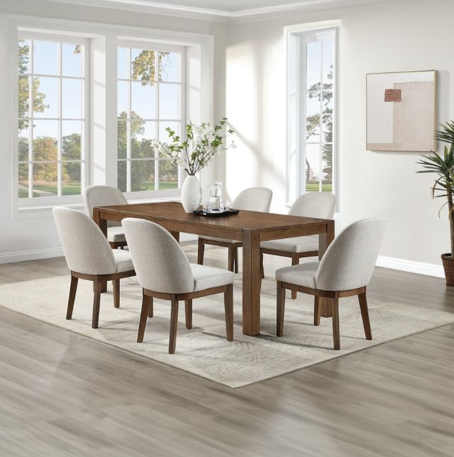 New Classic® Home Furnishings Phoenix 7-Piece Chestnut Brown/Light Gray Dining Set-1
