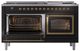 Ilve® Nostalgie II Noblesse 60'' Glossy Black Pro Style Dual Fuel Range with Brass Trim-3