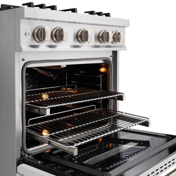 ZLINE Classic 30" Stainless Steel Pro Style Gas Range with White Matte Door-3