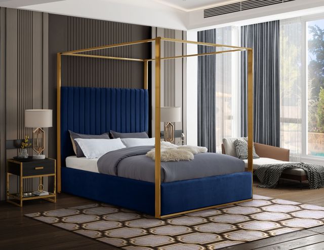 Meridian Furniture Jones Navy King Upholstered Canopy Bed-2