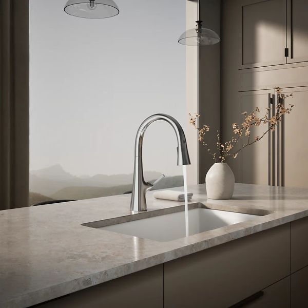 KOHLER® Graze® Polished Chrome Kitchen Sink Faucet with 3-Function Sprayhead-2