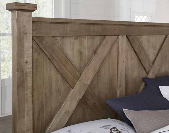 Artisan & Post by Vaughan-Bassett Cool Rustic Stone Gray Queen Panel X Bed-2