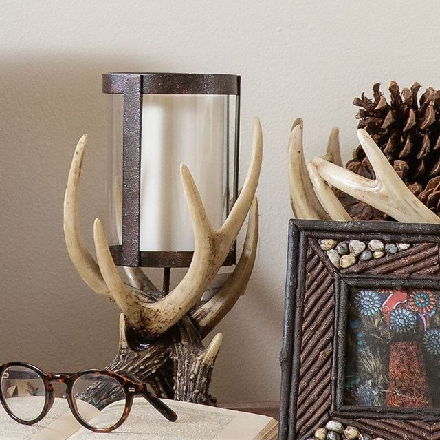 HiEnd Accents Antler Pillar Brown Candle Holder-2