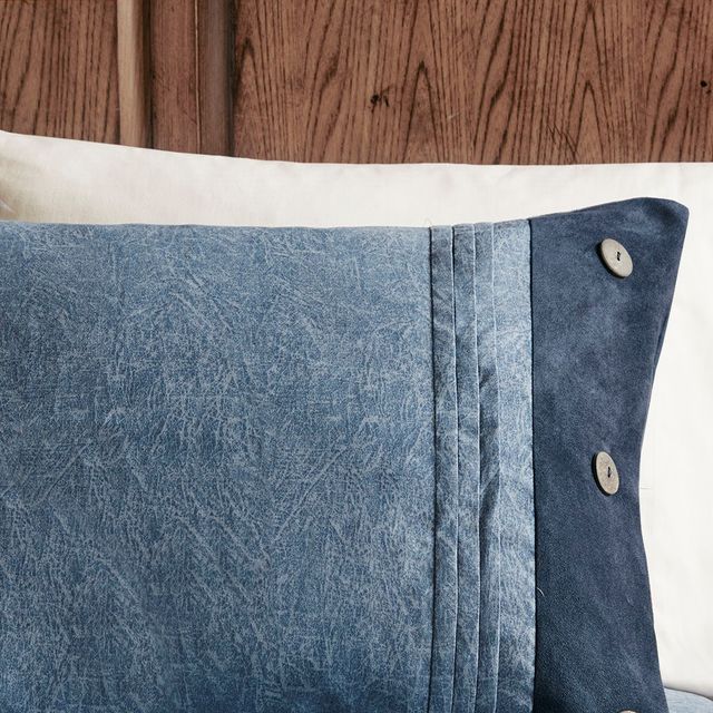 Olliix by Madison Park Boone 7 Piece Dark Navy Queen Faux Suede Comforter Set-3
