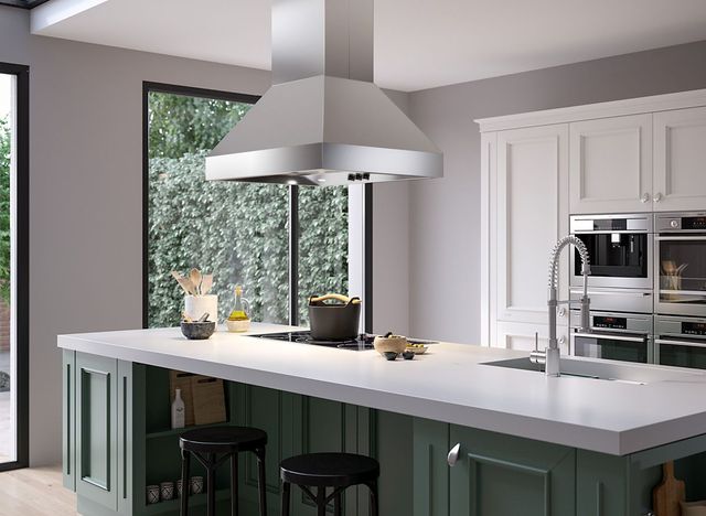 Falmec Pyramid Pro 36" Scotch Brite Stainless Steel Island Range Hood-1