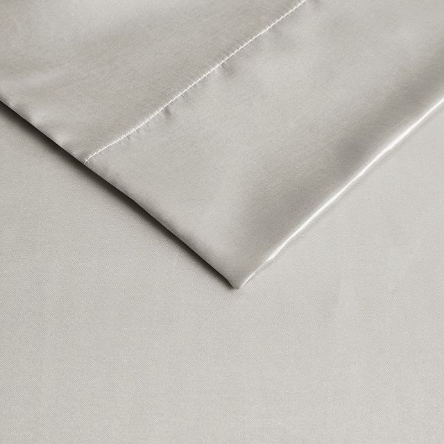 Olliix by Madison Park Essentials Satin 2-Piece Light Grey Standard Pillow Case-1