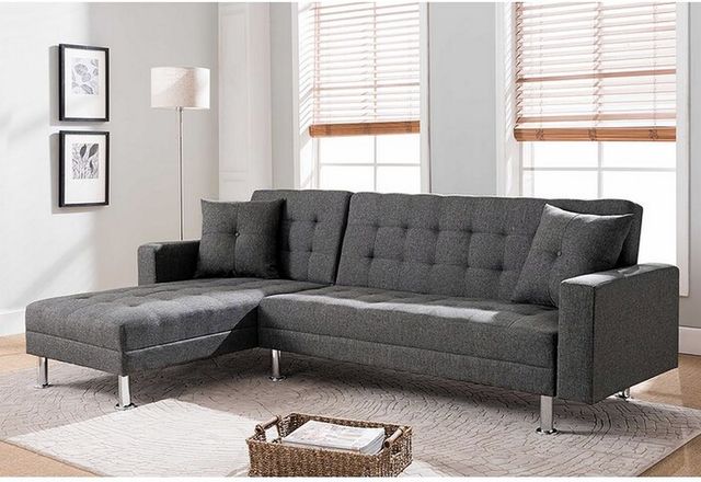 Milton Greens Stars 2-Piece Gray Reversible Sectional Sofa Bed-3