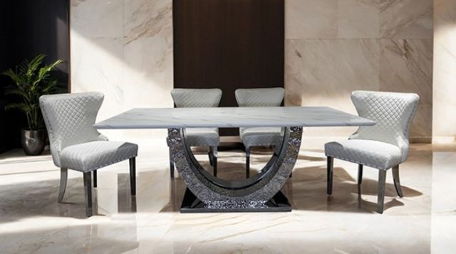Furniture of America® Portanova 2-Piece Silver/White Side Chair Set-1