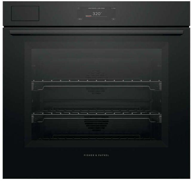 Fisher & Paykel Series 11 Minimalist 30" Black Glass Steam Assist Wall Oven with Self-Cleaning-0