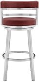 Armen Living Madrid Brushed Stainless Steel/Vintage Red Swivel Counter Stool-3