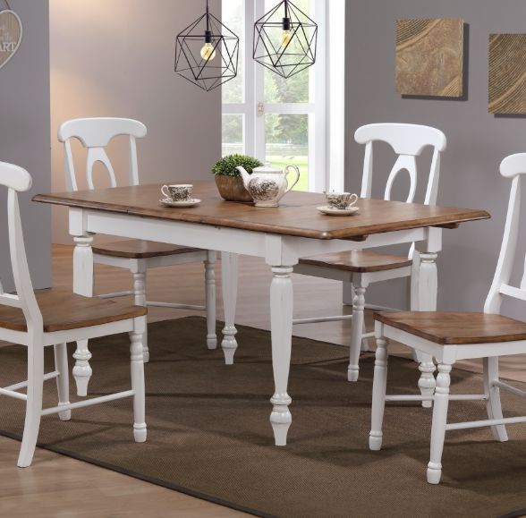 Winners Only® Pacifica Rustic Brown Top Dining Leg Table with White Base-1