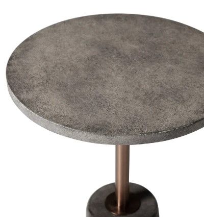StyleCraft Podium Perch Gray Concrete Round Accent Table with Bronze Base-1