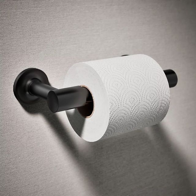 KOHLER® Purist® Matte Black Pivoting Toilet Paper Holder-1
