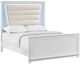 Elements International Denmark White Full Upholstered Panel Bed with LED -0