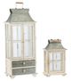 A & B Home Evelyn 2-Piece Distressed White/Gray Enclosed Lantern with Handle and Drawer Set-0