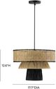 TOV Furniture Rylie Black/Natural Raffia Pendant Lamp-2