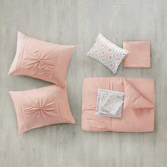 Olliix by Intelligent Design Toren Pink Twin Extra Large Embroidered Comforter and Sheet Set-3