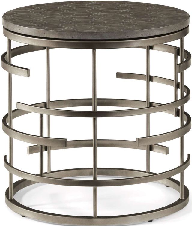 Flexsteel® Halo Antiqued Concrete Round Lamp Table with Soft Silver Frames-0